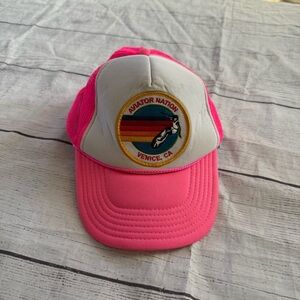 Aviator Nation Hat Neon Pink Trucker Snapback Mesh Rope Cap FAIR condition